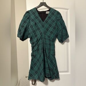 Tanya Taylor Green Checkered Dress